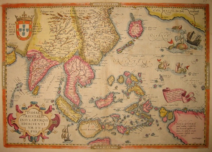 Ortelius Abraham (1528-1598) Indiae orientalis, insularumque adiacentium typus 1603 Anversa, Jean Baptiste Vrients 